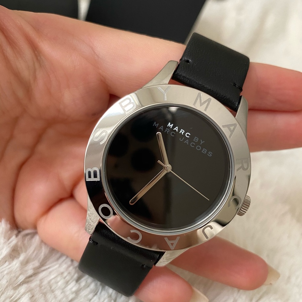 Marc by Marc Jacobs black leather watch